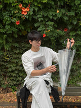 [A-T0249] バンダナキャットモノクロ半袖Tシャツ (2色)