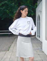レースウエストバンド ミディスカート_グレー
