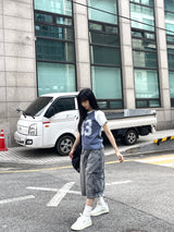 Unisex ツーウェイバミューダジッパーカーゴワイドデニムパンツ