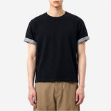 ロールスリーブクロップド半袖Tシャツ ブラック