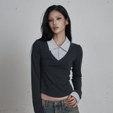 C HOOK OPEN SHIRT LAYERED TOP_WHITE