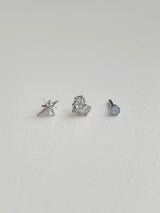 [3 set] blue twinkle heart piercing set