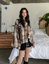 Vince damage checked hoodie jacket
