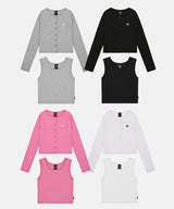 [SET] SLIM FIT LOGO CARDIGAN SLEEVELESS [4color]