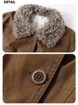 Poodle Fur Bike Leather Half Coat