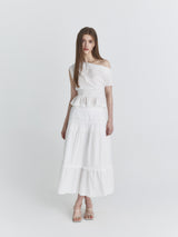 Lace tiered long skirt (Ivory)