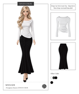 Drape Lip Neck Asym Top - long sleeve (3color)