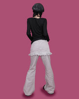 ヒップレイヤードスカートパンツ(4color)