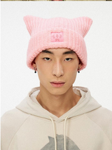 Christmas wool mohair cat ear beanie hat