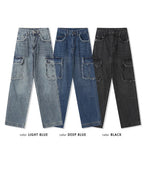 [Unisex] Fringe cargo denim pants(3color)