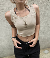 1+1 Cream slim crop top (other color random)