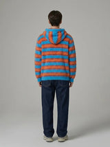 Light Blue&Orange Stripe Hood Zip-up Cardigan