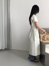 Jeure Wrap Roll-up Short Sleeve Long Dress