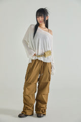 Shirring Line Cotton Cargo Pants
