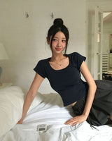 [5color] アウト、スクエアネックショートスリーブTシャツ