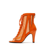 シースルーパテントコンビネーションオープントゥヒール(Orange)