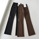 High-End Zipper Long Bootcut Pants
