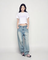 25FW WOMAN プリンセスフォントクロップ半袖Tシャツ ホワイト