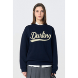 UNISEX DARLING 刺繍入りスウェットトレーナー [NAVY]