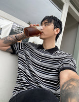 No.1275 Fストライプカラーハーフニット (4color)