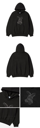 24FW レタリングラビットフーディーブラック