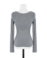 sheer white line heart-neck top