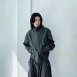 Texture Curved Harrington Jacket