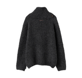 neck warmer loose fit boucle knit - charcoal