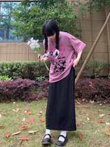 デザインセンスプリントルーズショートスリーブTシャツ