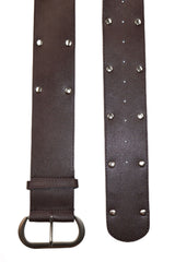 STUD WIDE BELT - BROWN