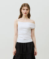 SHERRY UNBALANCE SHIRRLING TOP / WHITE