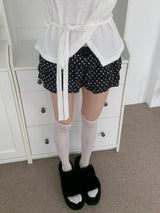 DOTINA Ruffle Dot Mini Pants Skirt (Black)