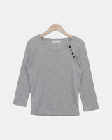 Hena Diagonal Button 7-Sleeve T-Shirt