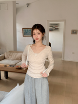 フラワーリボンコットン100アイレットTシャツ(3color)