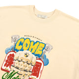 [UNISEX] C.O.M.E モータースポーツオーバーサイズプリントコットンジャージTシャツ（ベージュ）