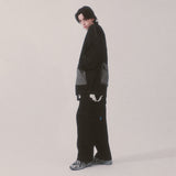 ストライプパッチデニムパンツ_ブラック