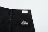  3RD REORDER HIP POCKET EMBROIDERY BLACK DENIM SHORTS LONG VERSION code 25106
