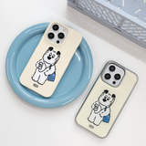 ブルーバッグエポキシシルバーバンパースマートフォンケース(Cream Color)
