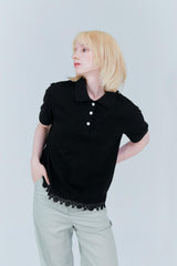 Lace polo shirt