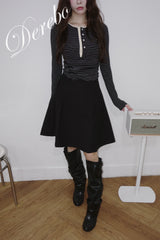 flare pintuck midi skirt