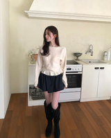 ボルディアバターシャーリングプラムミニスカート