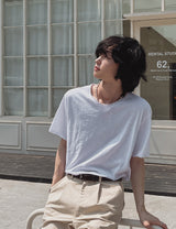 [LANARCH] Basic U-Neck Short Sleeve T-Shirt
