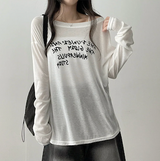 Alling lettering shoulder long sleeve tee
