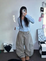 SEMI SEE THROUGH BOUCLE フーディーカーディガン 🩵🩶🖤🧸4COLOR