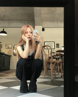 Back stud boots cut pants