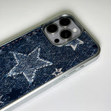 フェイドデニムスターダストスマホケース ダークインディゴ (SV_MagSafeGlass)