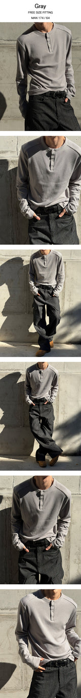 [MUSCLE FIT] Golgi raglan henry neck knit(3color)