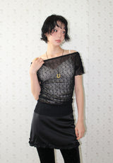SATIN FRILL MINI SKIRT