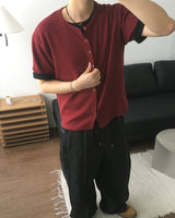 プラックニット半袖カーディガン