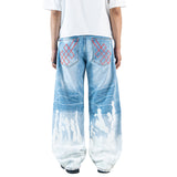 H1 Baggy Tri Biker - Ice Blue Splash - Celana Jeans